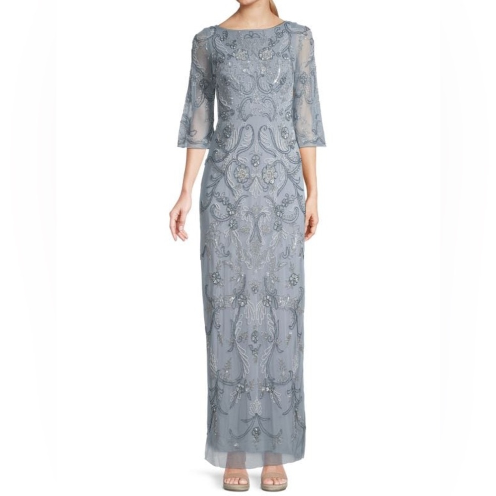 AIDAN MATTOX Beaded Boatneck gown